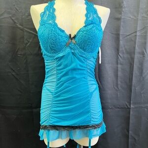 Nature Intimates Blue/Black Lingerie Set